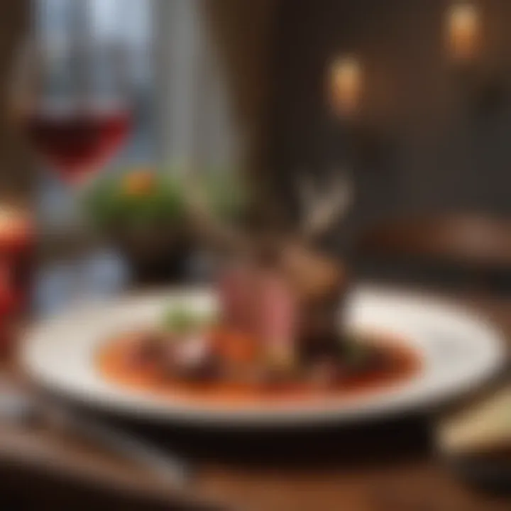 A beautifully plated dish featuring red stag in an elegant setting