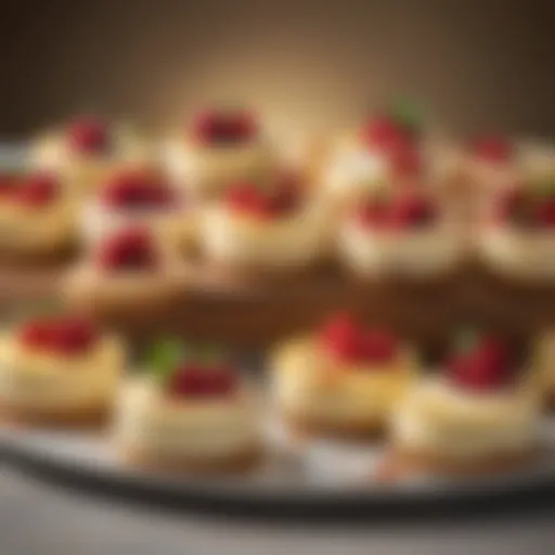 A delectable variety of cheesecakes displayed elegantly on a platter