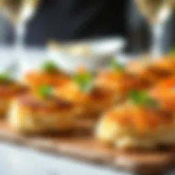 Elegant arrangement of gourmet crab cakes with garnishes