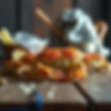 Fresh Crabs from the Ocean Freshly caught crabs displayed on a rustic wooden table