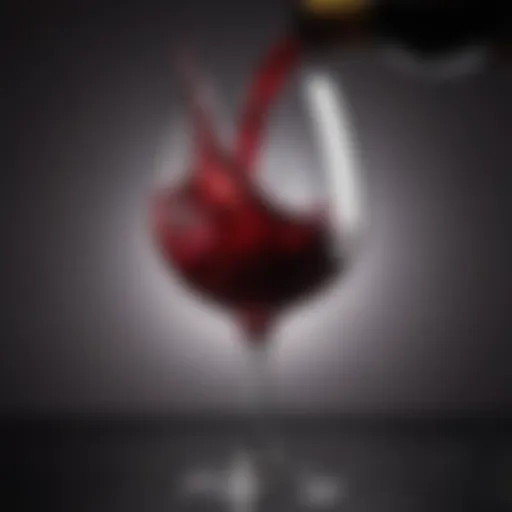 A rich red wine elegantly poured into a glass, showcasing its deep color and aroma.