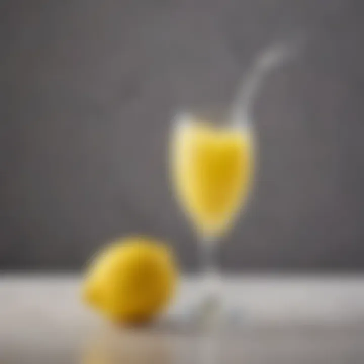 Lemon juice in a glass with heart symbol background