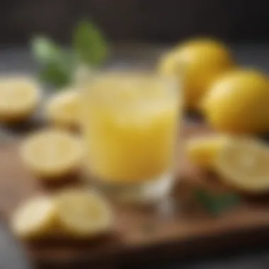 Nutritional components of lemon juice displayed on a table