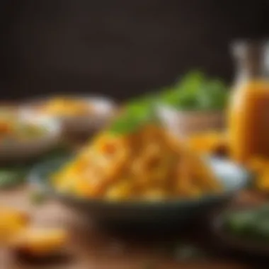 Refreshing Mango Salad with Tajín Dressing A close-up view of a refreshing mango salad featuring Tajín as a zesty dressing.