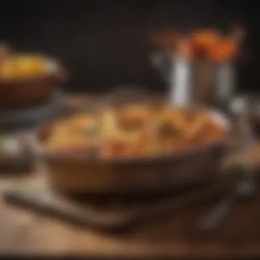 The Elegance of a Casserole Pan An elegant casserole pan showcasing its intricate design.