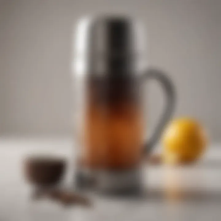 An elegant glass thermos emphasizing temperature retention