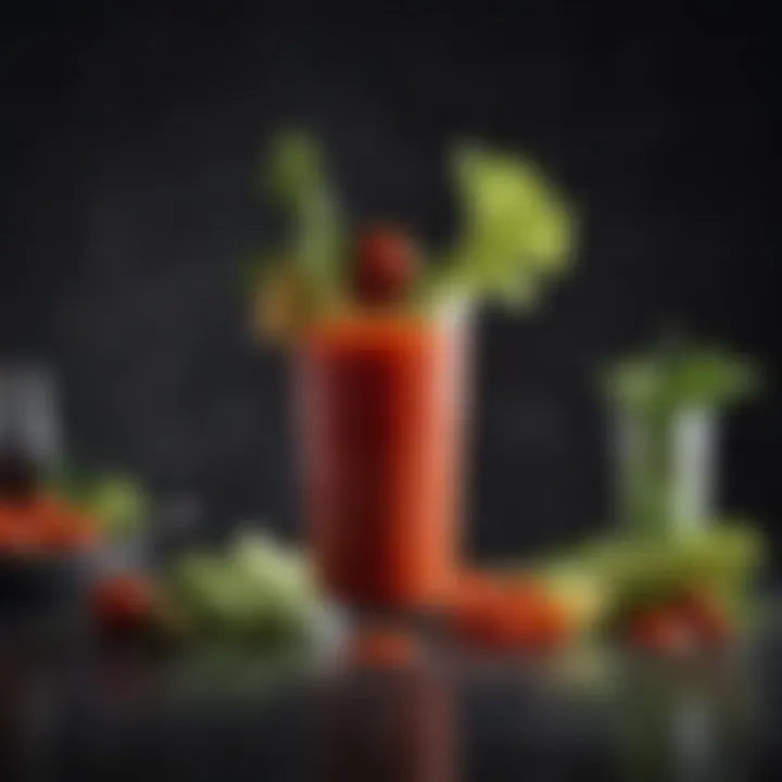 A vibrant Bloody Mary garnished with celery and olives