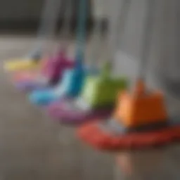Variety of wet floor mops displayed for selection
