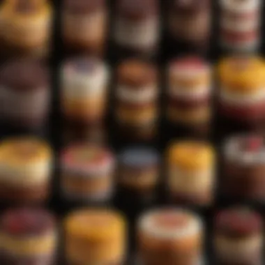 Diverse Cake Textures from Professional Mixers An array of cake textures produced with different mixers displayed elegantly
