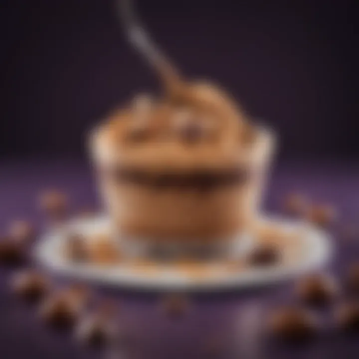 A close-up shot of a decadent dessert featuring peanut butter and Cadbury chocolate