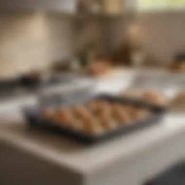 Stone Bake Tray in a Contemporary Culinary Space Chef showcasing a stone bake tray in a modern kitchen setting