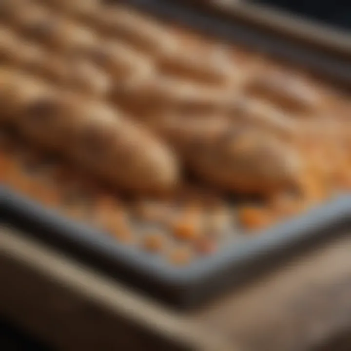 Close-up of stone bake tray highlighting its texture and material