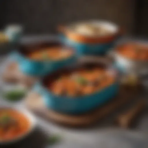 Elegant enamel braising pan with vibrant colors