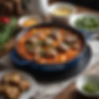Culinary Masterpieces from Enamel Braising Pans A beautifully plated dish prepared in an enamel braising pan