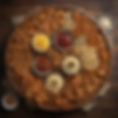 Rustic Presentation of Diverse Pretzel Dips A rustic wooden platter showcasing different pretzel dips.