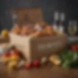 A beautifully arranged food delivery box with gourmet items