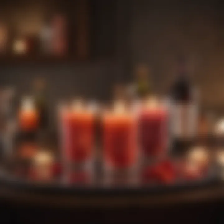 A romantic setup with candles and a delivery of drinks