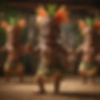 Tiki Music and Dance Energetic group enjoying traditional tiki music and dancing
