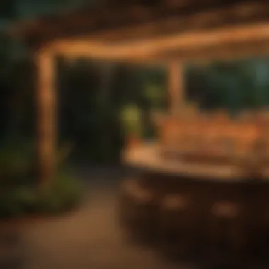 Tropical Tiki Bar Setup Vibrant tiki bar setup adorned with tropical decor and lights