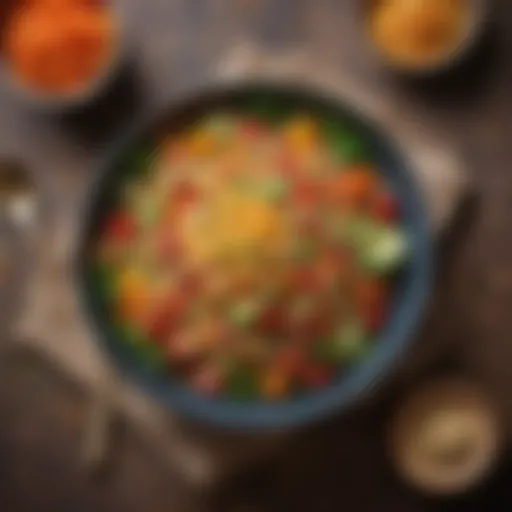 Colorful salad bowl with fresh vegetables and quinoa