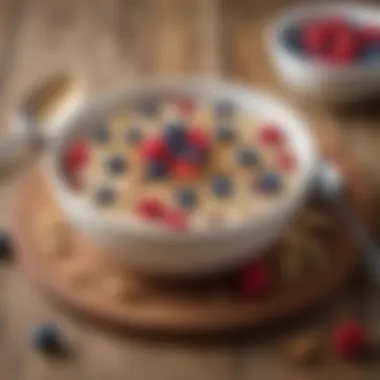 Delicious Oatmeal with Berries for Breakfast Bowl of oatmeal topped with berries and nuts