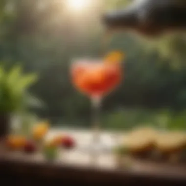 Cocktail Enjoyment in Nature A scenic outdoor setting showcasing a cocktail being poured