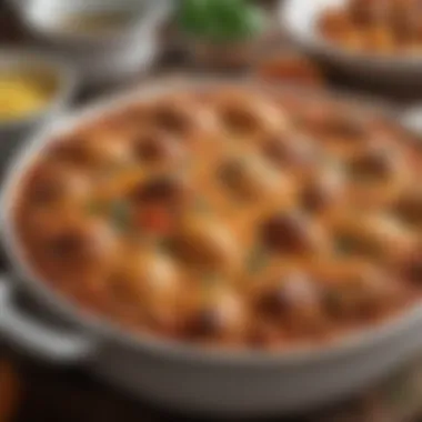 Close-up of a steaming Turkish casserole, highlighting the textures and rich layers of ingredients.