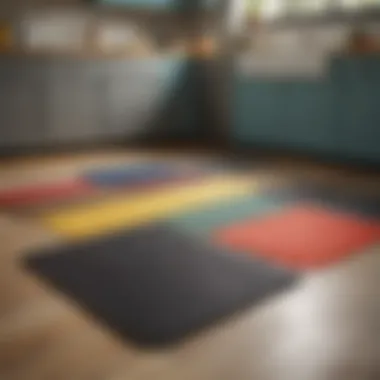 Different types of anti-fatigue kitchen mats displayed
