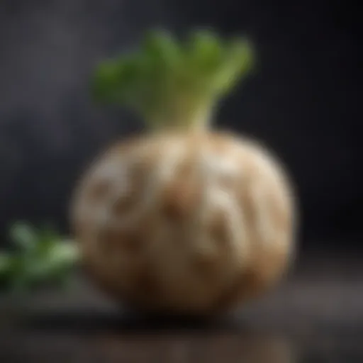 Celeriac root showcasing its unique texture and shape