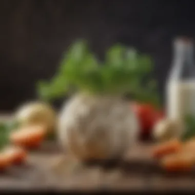 Celeriac in Culinary Creations A variety of culinary dishes featuring celeriac as a key ingredient