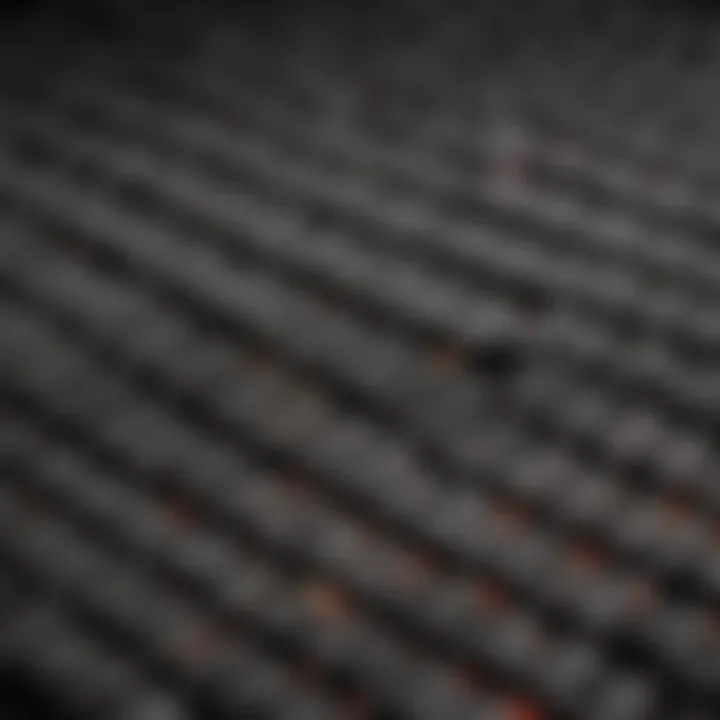 Close-up view of a charcoal grill mat showcasing its texture