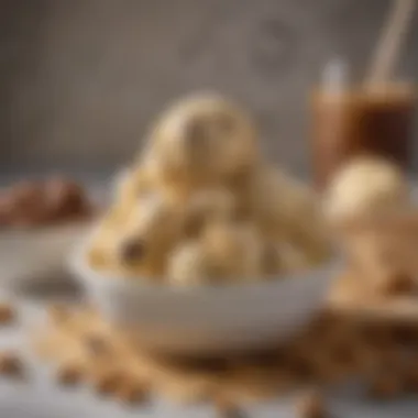 Ingredients spread for cookie dough ice cream preparation