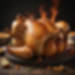 A perfectly roasted chicken with golden skin