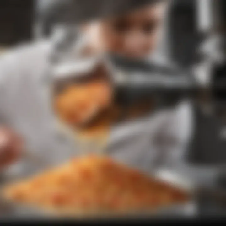 A close-up view of innovative food separator technology in action.