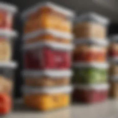 Efficient Meal Storage Solutions Labeled containers filled with prepared meals stacked neatly