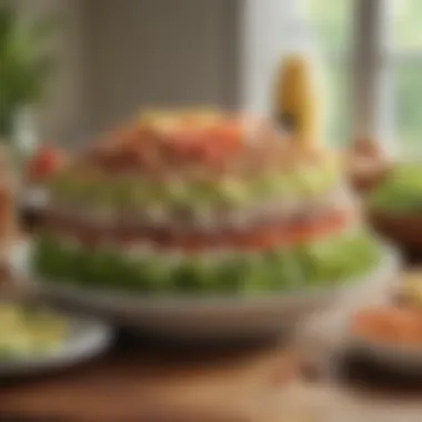 Various regional variations of Cobb salad on a table.