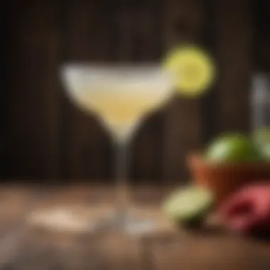 A refreshing skinny margarita served on a rustic wooden table