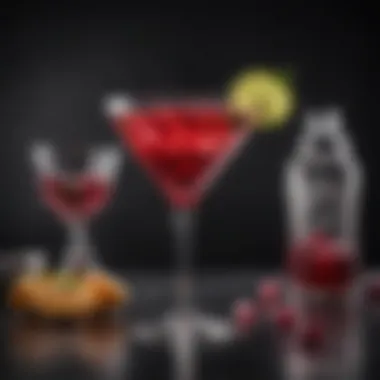 Artistic Presentation of a Cosmopolitan Cocktail Artistic presentation of a finished Cosmopolitan cocktail in a stylish glass