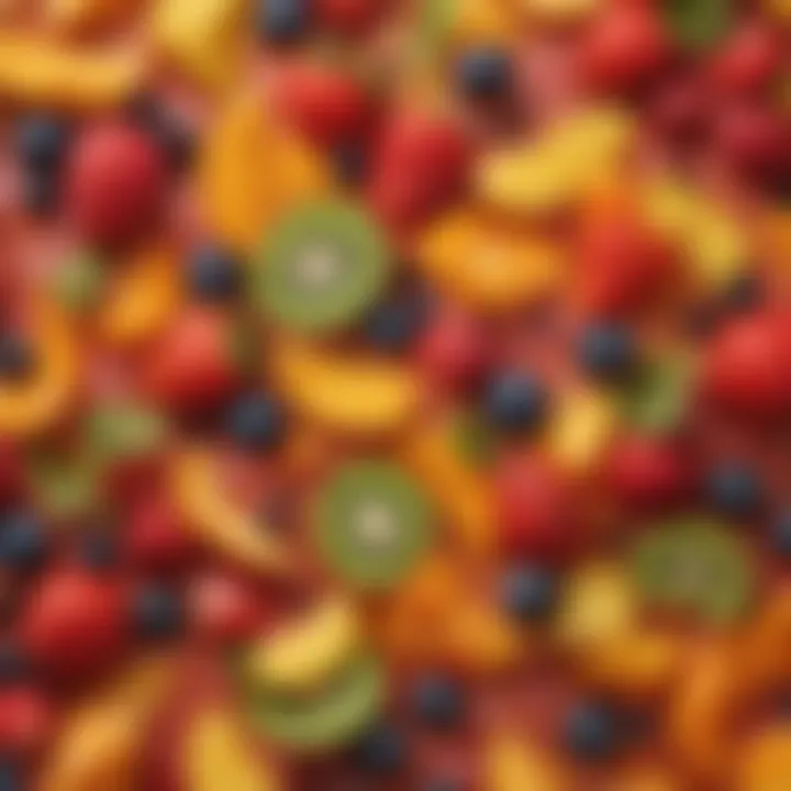 Close-up of vibrant fruits blended into a smoothie