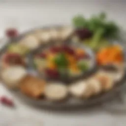 Traditional Seder plate with symbolic foods for Passover