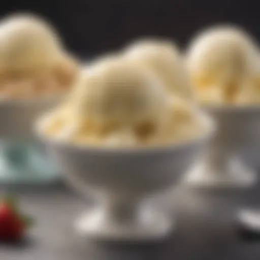 A vibrant array of vanilla ice cream flavors displayed in elegant bowls
