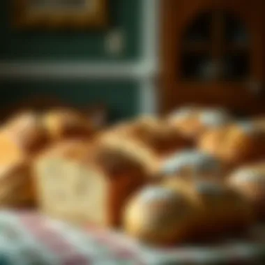 Varieties of Irish Soda Bread A selection of Irish soda bread variations displayed on a traditional Irish tablecloth
