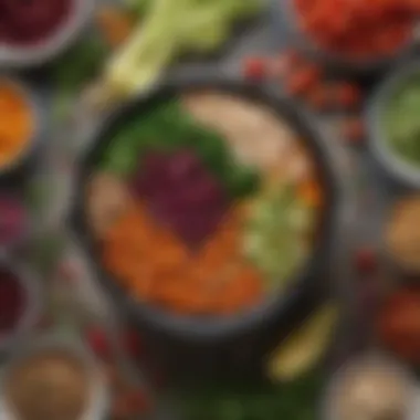 A colorful spread of assorted vegetables and legumes prepared for slow cooking