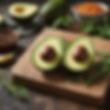 Avocado: A Creamy Magnesium-Rich Delight Avocado on a wooden board with sprigs of herbs