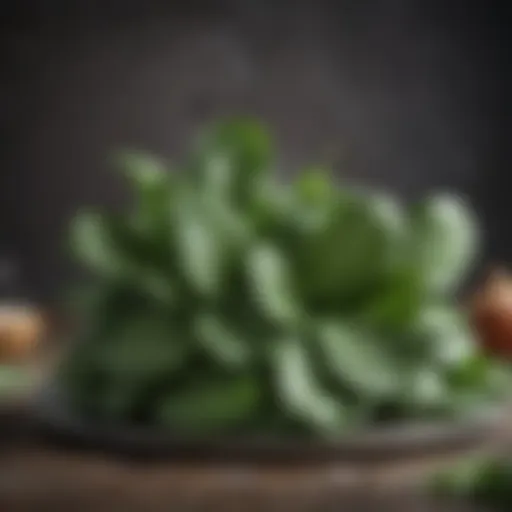 Fresh spinach leaves rich in magnesium