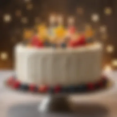 Celebratory Wish Cake Showcase An elegantly decorated wish cake displayed at a celebration.