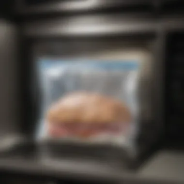 Ziploc steam bag being placed in a microwave for cooking.